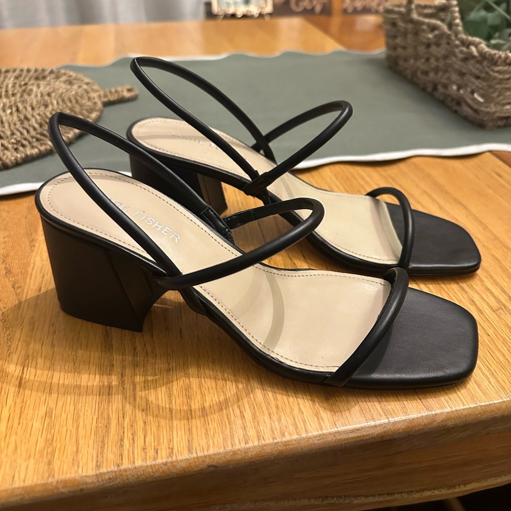 Size 7 Marc Fisher Black Block Heels — NWOT